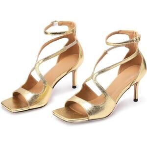 Women's Sandals Ankle Strap Open Round Toe Stiletto Heel Sandals for Women